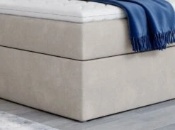 Lit Continental Velours Beige Balore -Pas Cher Lit Magasin lit continental velours beige balore 3666722600910 1396403