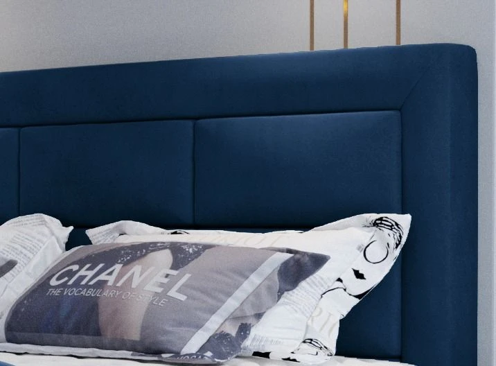 Lit Continental Velours Bleu Foncé Balore 4 Lit Continental Velours Bleu Foncé Balore – Image 2