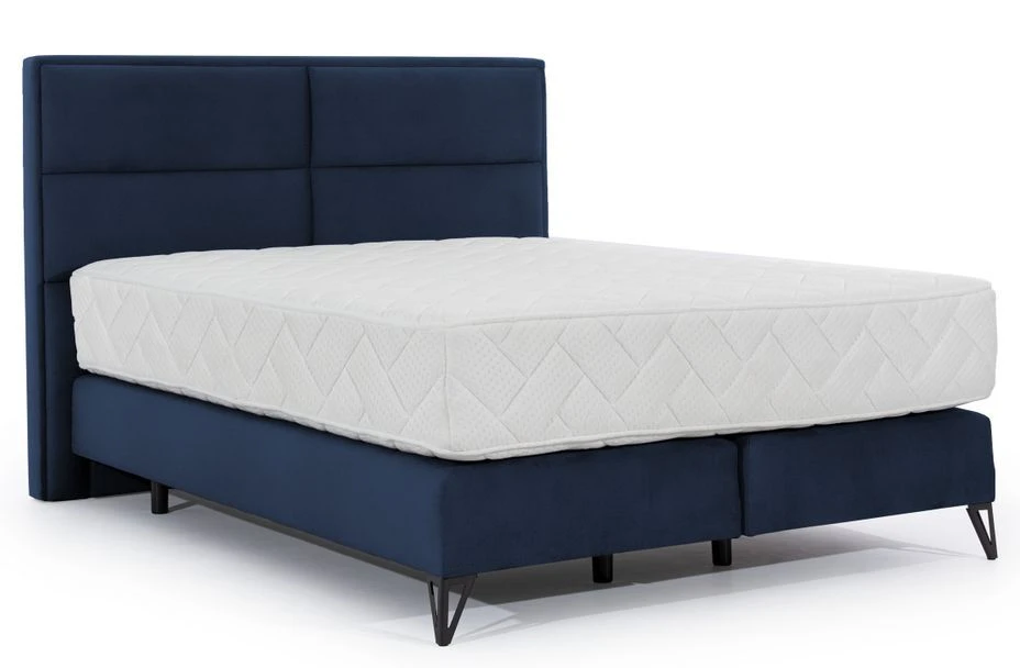 Lit Continental Velours Bleu Nuit Tiempo Avec Matelas 30 Cm En Latex Et Pied Métal Noir 3 Lit Continental Velours Bleu Nuit Tiempo Avec Matelas 30 Cm En Latex Et Pied Métal Noir