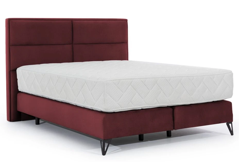 Lit Continental Velours Bordeaux Tiempo Avec Matelas 30 Cm En Latex Et Pied Metal Noir 3 Lit Continental Velours Bordeaux Tiempo Avec Matelas 30 Cm En Latex Et Pied Metal Noir