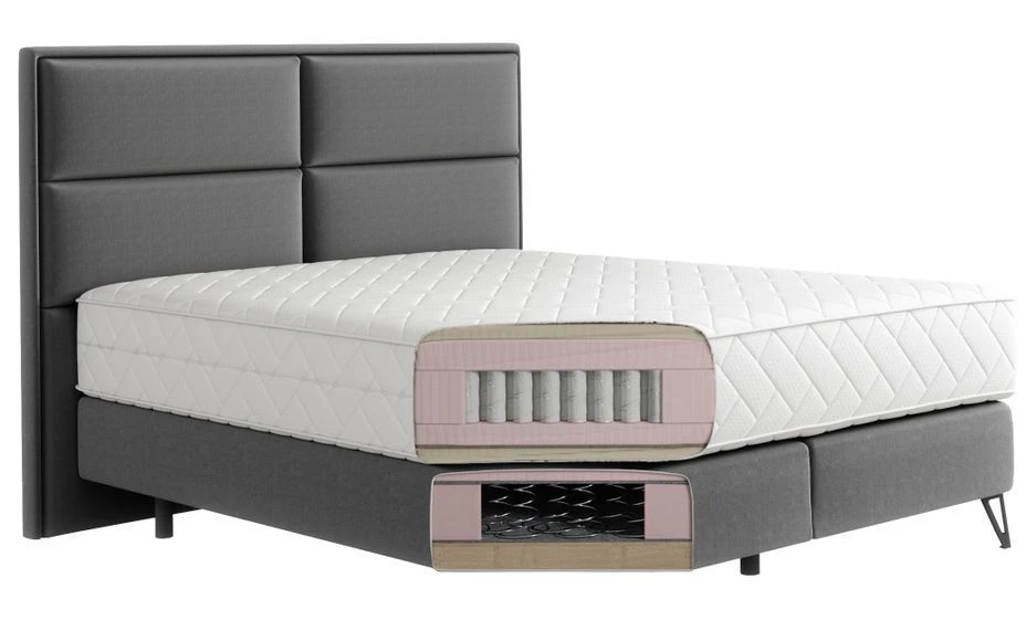 Lit Continental Velours Bordeaux Tiempo Avec Matelas 30 Cm En Latex Et Pied Metal Noir 7 Lit Continental Velours Bordeaux Tiempo Avec Matelas 30 Cm En Latex Et Pied Metal Noir – Image 5