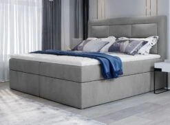 Lit Continental Velours Gris Clair Balore