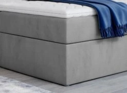Lit Continental Velours Gris Clair Balore -Pas Cher Lit Magasin lit continental velours gris clair balore 3666722601047 1396331
