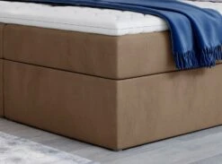 Lit Continental Velours Marron Clair Balore -Pas Cher Lit Magasin lit continental velours marron clair balore 3666722601122 1396307