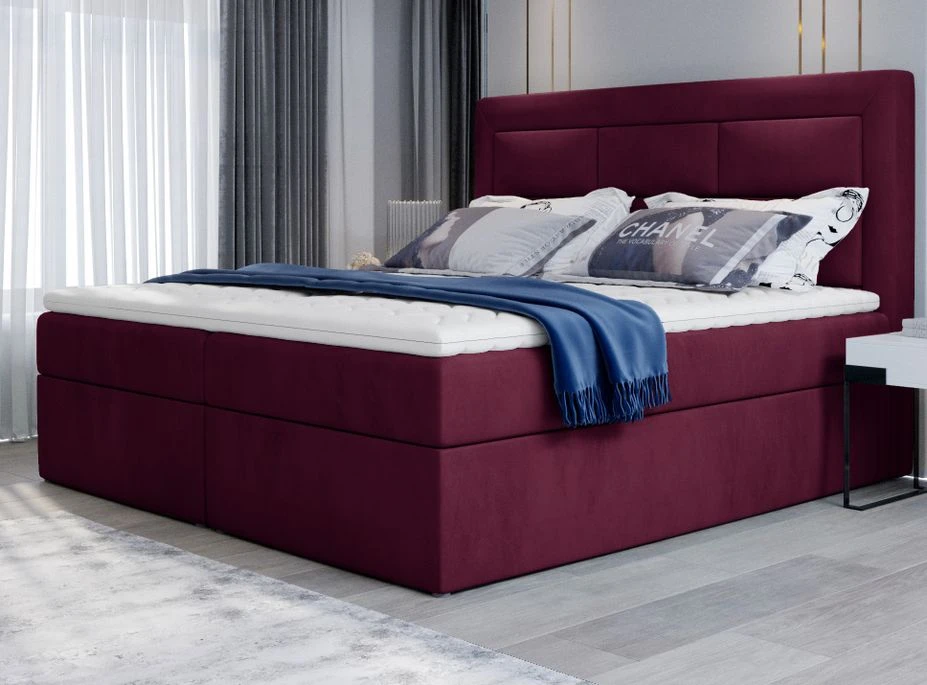 Lit Continental Velours Prune Balore 3 Lit Continental Velours Prune Balore