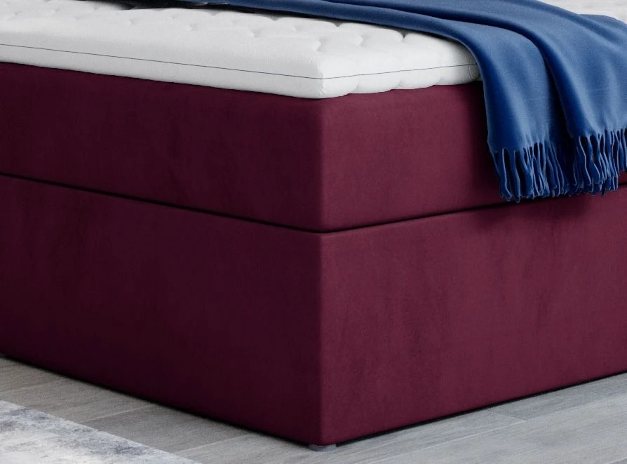 Lit Continental Velours Prune Balore 5 Lit Continental Velours Prune Balore – Image 3