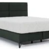 Lit Continental Velours Vert Anglais Tiempo Avec Matelas 30 Cm En Latex Et Pied Métal Noir