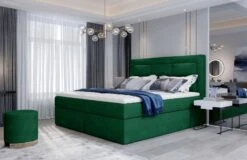 Lit Continental Velours Vert Balore -Pas Cher Lit Magasin lit continental velours vert balore 3666722601139 1396296