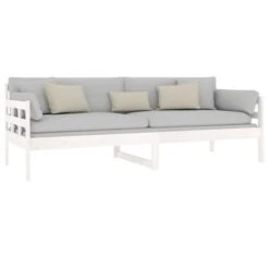 Lit De Jour Blanc Bois De Pin Massif 80x200 Cm -Pas Cher Lit Magasin lit de jour blanc bois de pin massif 80x200 cm 8720287073413 1488599