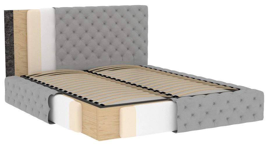 Lit Design Avec Tête De Lit Et Coffre De Rangement Capitonné Simili Cuir Gris Prince 9 Lit Design Avec Tête De Lit Et Coffre De Rangement Capitonné Simili Cuir Gris Prince – Image 7