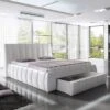 Lit Design Capitonné Blanc Avec Coffre De Rangement Milo 180