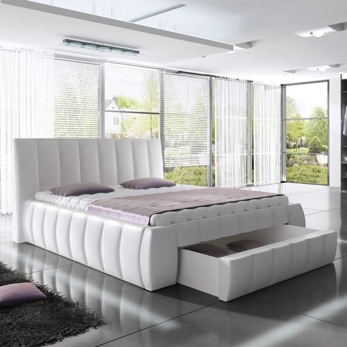 Lit Design Capitonné Blanc Avec Coffre De Rangement Milo 180 3 Lit Design Capitonné Blanc Avec Coffre De Rangement Milo 180