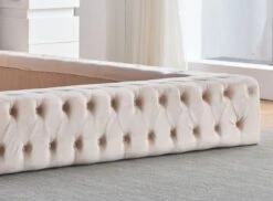 Lit Design Capitonné Velours Beige Clair Kouma 140x190 Cm -Pas Cher Lit Magasin lit design capitonne velours beige clair kouma 140x190 cm 3666722911573 1479474