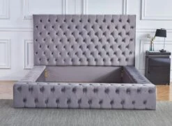 Lit Design Capitonné Velours Beige Kouma 140x190 Cm -Pas Cher Lit Magasin lit design capitonne velours beige kouma 140x190 cm 3666722911450 1479508