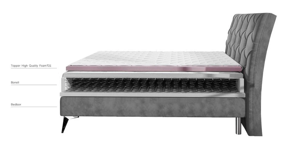 Lit Design Continental Avec Tête De Lit Capitonnée Strass Simili Cuir Beige Clair Banky 7 Lit Design Continental Avec Tête De Lit Capitonnée Strass Simili Cuir Beige Clair Banky – Image 5