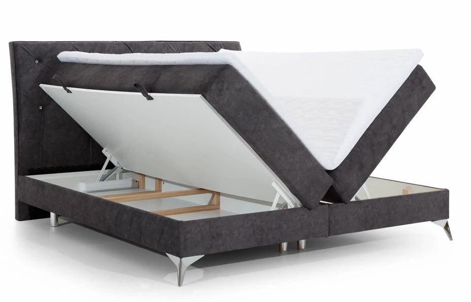 Lit Design Continental Avec Tête De Lit Capitonnée Strass Tissu Gris Clair Banky 10 Lit Design Continental Avec Tête De Lit Capitonnée Strass Tissu Gris Clair Banky – Image 8