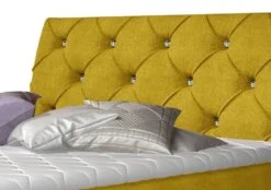 Lit Design Continental Avec Tête De Lit Capitonnée Strass Tissu Jaune Banky -Pas Cher Lit Magasin lit design continental avec tete de lit capitonnee strass tissu jaune banky 3666722601009 1397541