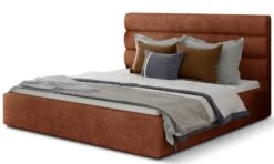 Lit Design Tissu Rouge Brique Avec Coffre De Rangement Klarina