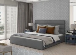 Lit Design Velours Gris Avec Coffre De Rangement Klarina -Pas Cher Lit Magasin lit design velours gris avec coffre de rangement klarina 3666722600019 1421365