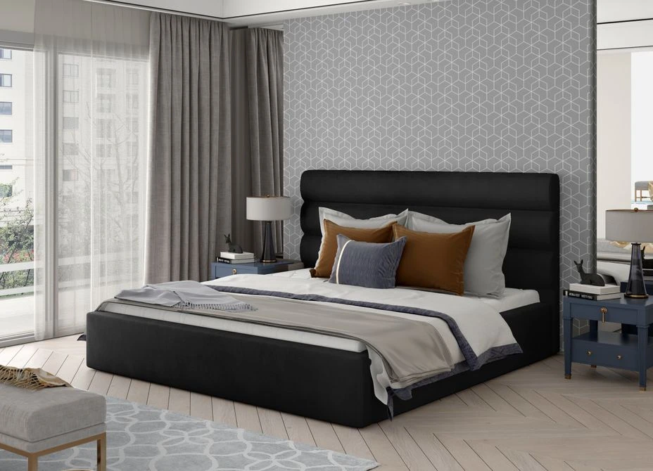 Lit Design Velours Noir Klarina 4 Lit Design Velours Noir Klarina – Image 2