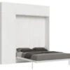 Lit Escamotable 120x190 Cm Avec 1 Colonne De Rangement 2 Meubles Hauts Bois Blanc Kanto -Pas Cher Lit Magasin lit escamotable 120x190 cm avec 1 colonne de rangement 2 meubles hauts bois blanc kanto 8050598027219 1317862