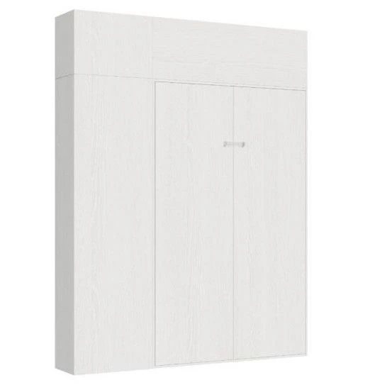 Lit Escamotable 140x190 Cm Avec 1 Colonne De Rangement 2 Meubles Hauts Bois Blanc Kanto 6 Lit Escamotable 140x190 Cm Avec 1 Colonne De Rangement 2 Meubles Hauts Bois Blanc Kanto – Image 4