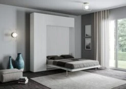 Lit Escamotable 140x190 Cm Avec 1 Colonne De Rangement 2 Meubles Hauts Bois Blanc Kanto 14 Lit Escamotable 140x190 Cm Avec 1 Colonne De Rangement 2 Meubles Hauts Bois Blanc Kanto -Pas Cher Lit Magasin lit escamotable 140x190 cm avec 1 colonne de rangement 2 meubles hauts bois blanc kanto 8050598027011 671700