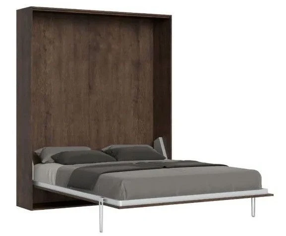 Lit Escamotable 140x190 Cm Avec 1 Colonne De Rangement 2 Meubles Hauts Bois Noyer Kanto 13 Lit Escamotable 140x190 Cm Avec 1 Colonne De Rangement 2 Meubles Hauts Bois Noyer Kanto – Image 11