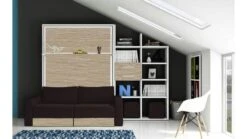 Lit Escamotable 140x190 Cm Avec Canapé Et étagère Modula -Pas Cher Lit Magasin lit escamotable 140x190 cm avec canape et etagere modula 3666722072113 251669