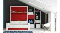 Lit Escamotable 140x190 Cm Avec Canapé Et étagère Modula -Pas Cher Lit Magasin lit escamotable 140x190 cm avec canape et etagere modula 3666722072113 251670