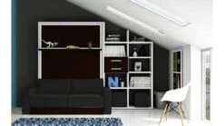 Lit Escamotable 140x190 Cm Avec Canapé Et étagère Modula -Pas Cher Lit Magasin lit escamotable 140x190 cm avec canape et etagere modula 3666722072113 251676