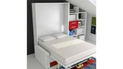 Lit Escamotable 80x180 Cm Avec Canapé Coffre Et étagères Modula -Pas Cher Lit Magasin lit escamotable 80x180 cm avec canape coffre et etageres modula 3666722073165 251652