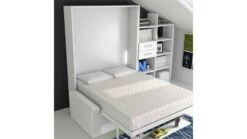 Lit Escamotable 90x190 Cm Avec Canapé Coffre Et étagères Modula -Pas Cher Lit Magasin lit escamotable 90x190 cm avec canape coffre et etageres modula 3666722071451 251658