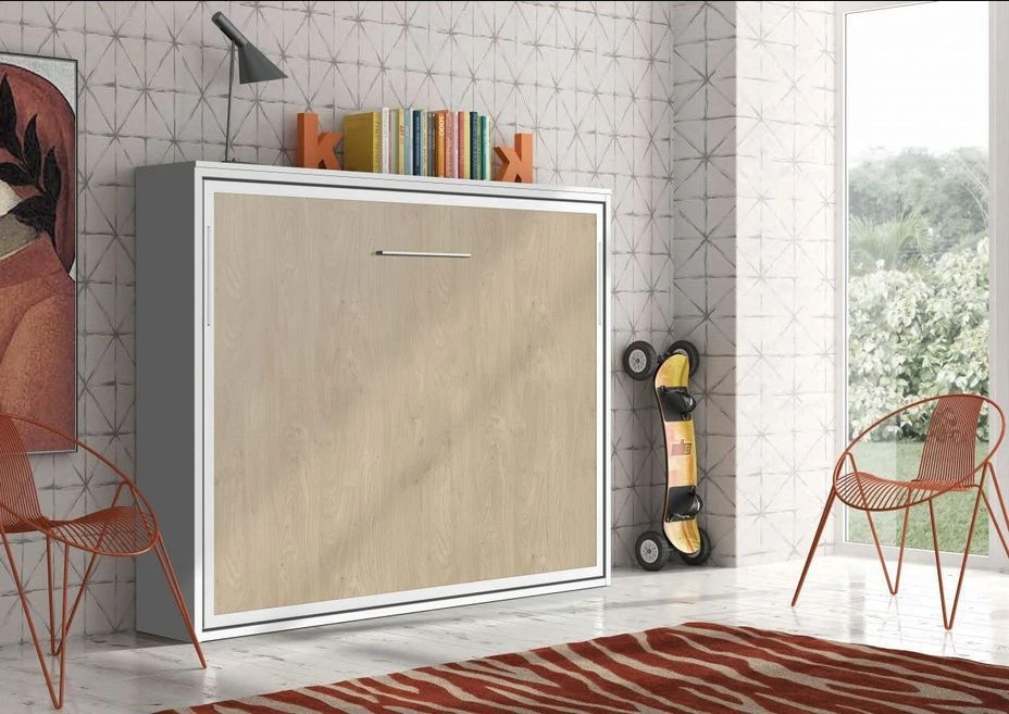 Lit Escamotable Horizontal 140x200 Cm Chêne Clair Valok 3 Lit Escamotable Horizontal 140x200 Cm Chêne Clair Valok
