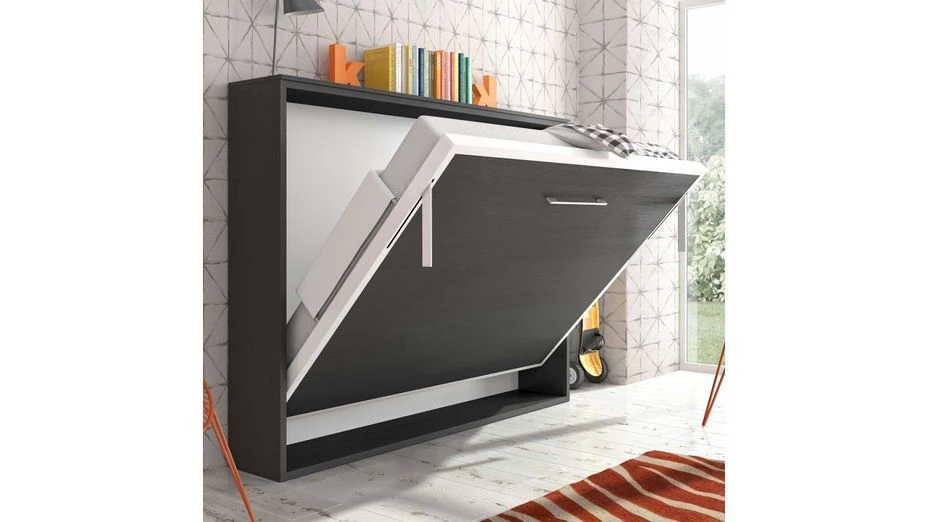 Lit Escamotable Horizontal 140x200 Cm Gris Anthracite Valok 5 Lit Escamotable Horizontal 140x200 Cm Gris Anthracite Valok – Image 3