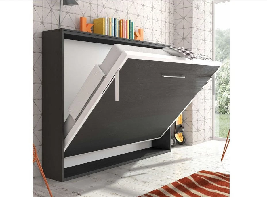 Lit Escamotable Horizontal 140x200 Cm Gris Béton Valok 4 Lit Escamotable Horizontal 140x200 Cm Gris Béton Valok – Image 2