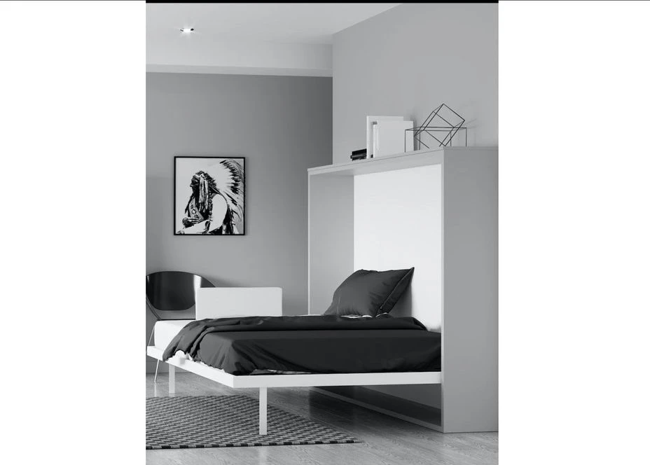 Lit Escamotable Horizontal 140x200 Cm Gris Béton Valok 5 Lit Escamotable Horizontal 140x200 Cm Gris Béton Valok – Image 3