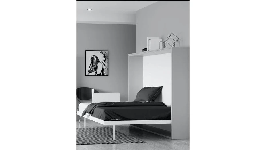 Lit Escamotable Horizontal 140x200 Cm Gris Perle Valok 4 Lit Escamotable Horizontal 140x200 Cm Gris Perle Valok – Image 2