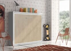 Lit Escamotable Horizontal 160x200 Cm Chêne Clair Valok