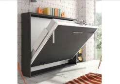 Lit Escamotable Horizontal 80x200 Cm Chêne Gris Vintage Valok -Pas Cher Lit Magasin lit escamotable horizontal 80x200 cm chene gris vintage valok 3666722041409 672088