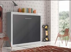 Lit Escamotable Horizontal 80x200 Cm Gris Anthracite Valok