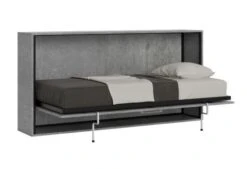 Lit Escamotable Horizontal Bois Gris Ciment Kanto 85x185 Cm -Pas Cher Lit Magasin lit escamotable horizontal bois gris ciment kanto 85x185 cm 3666722815345 1136851