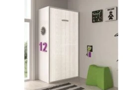 Lit Escamotable Superposé 2 Couchages 90x190 Cm Chêne Blanc Liker