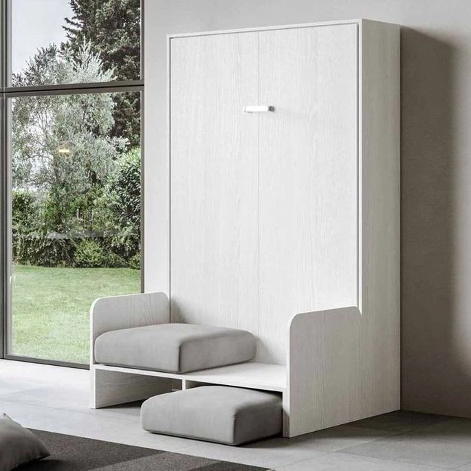 Lit Escamotable Vertical Avec Canapé Frêne Blanc Mat 120x190 Cm Kanto 14 Lit Escamotable Vertical Avec Canapé Frêne Blanc Mat 120x190 Cm Kanto – Image 12