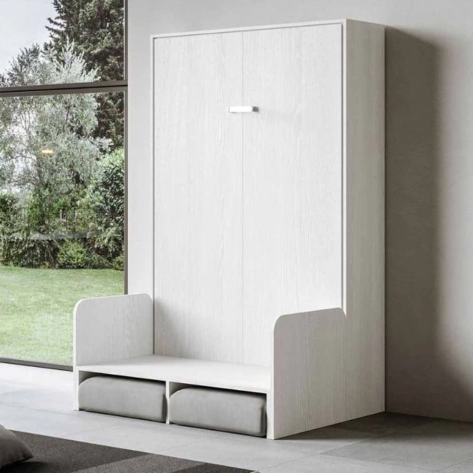 Lit Escamotable Vertical Avec Canapé Frêne Blanc Mat 120x190 Cm Kanto 15 Lit Escamotable Vertical Avec Canapé Frêne Blanc Mat 120x190 Cm Kanto – Image 13