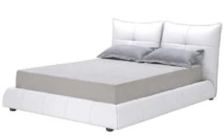 Lit Moderne Capitonné Blanc Avec Rangement Greka