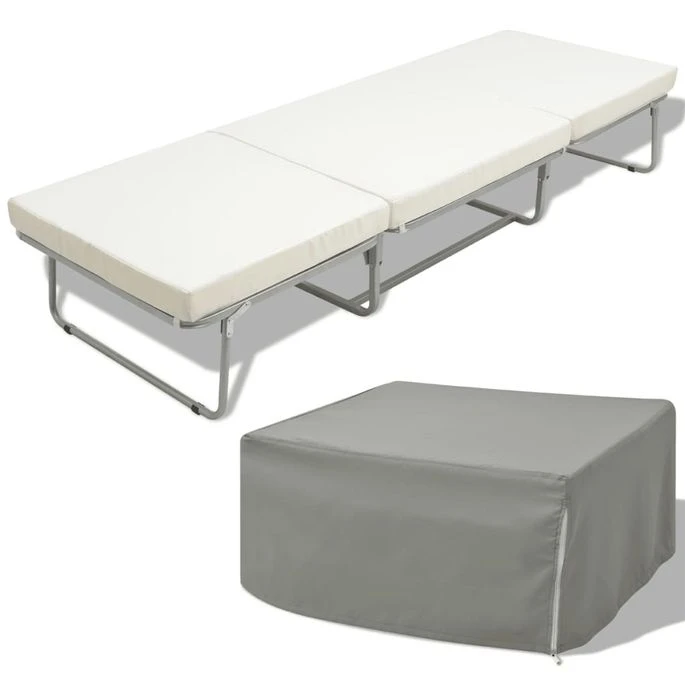 Lit Pliable Avec Matelas Blanc Acier 70x200 Cm 3 Lit Pliable Avec Matelas Blanc Acier 70x200 Cm