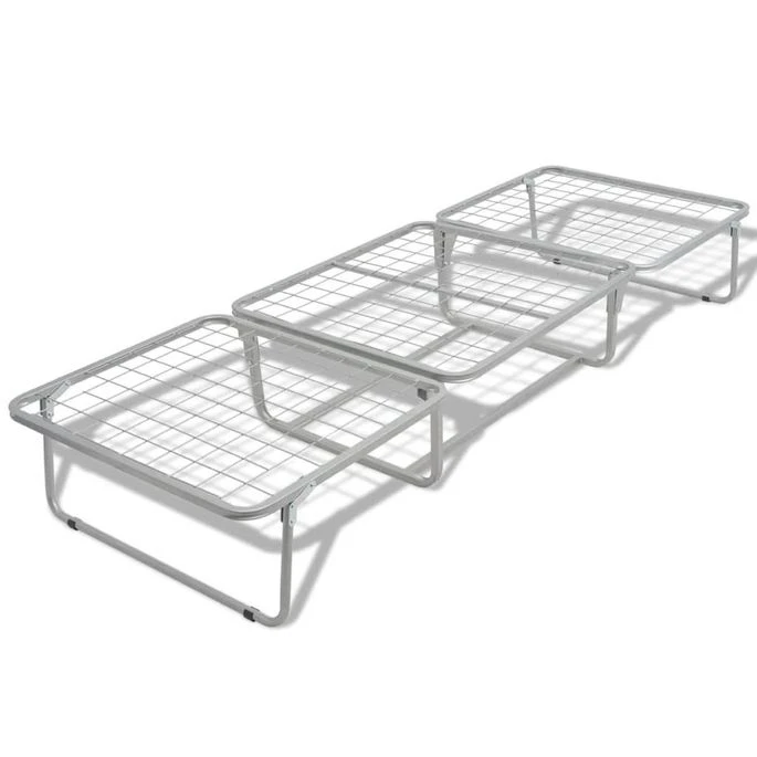 Lit Pliable Avec Matelas Blanc Acier 70x200 Cm 5 Lit Pliable Avec Matelas Blanc Acier 70x200 Cm – Image 3