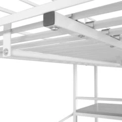 Lit Superposé Avec Bureau Blanc Et Marron Métal 90x200 Cm -Pas Cher Lit Magasin lit superpose avec bureau blanc et marron metal 90x200 cm 3666722221375 1138823