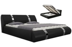 Lit Coffre Design 180x200 Cm Similicuir Noir Et Métal Ange -Pas Cher Lit Magasin nova lit coffre design similicuir noir 180x200 cm 3666722586467 353012